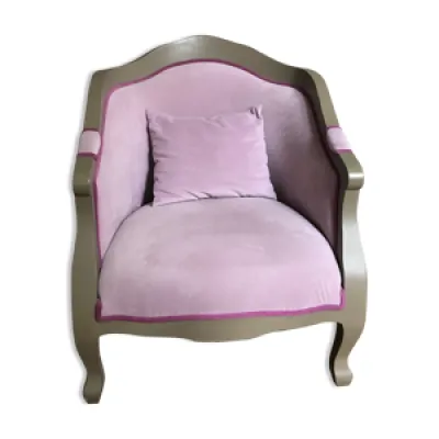 fauteuil bergère style - rose velours