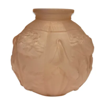 Vase boule rose en pâte - verre