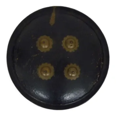 Bouclier Ottoman en bois, - cuir noir