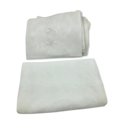 Nappe blanche brodé - ancienne serviettes