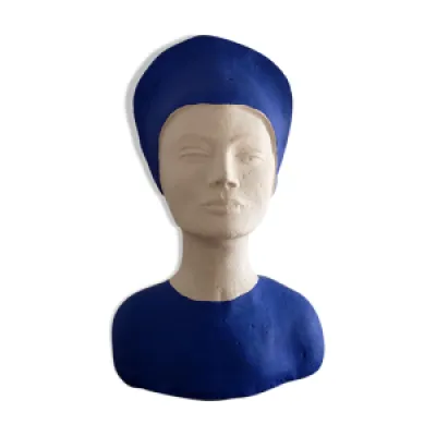 Buste de femme en plâtre - bleu