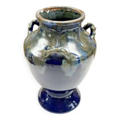 Ancien vase grès signé - anses