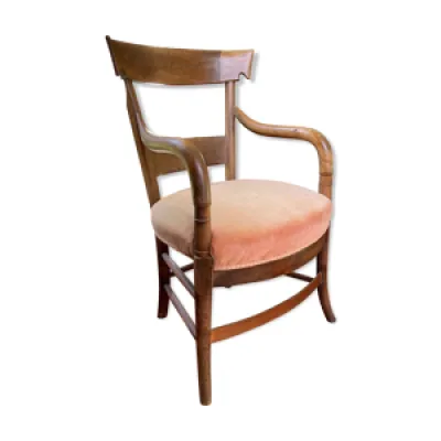 fauteuil bois et velour - rose