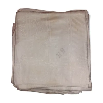 13 serviettes, blanches, - monogramme