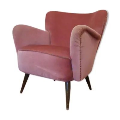 fauteuil années 50 60 - rose velours