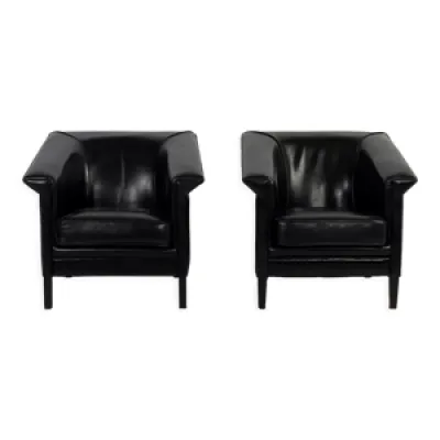 Ensemble de 2 fauteuils - cuir noir