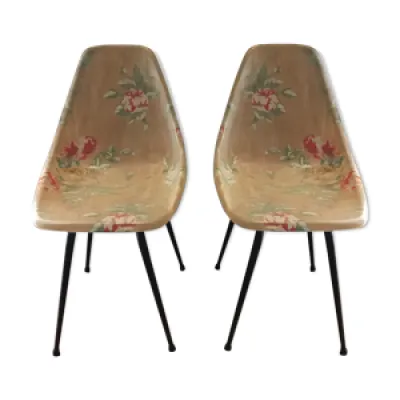 Lot de 2 chaises en fibre - motif floral