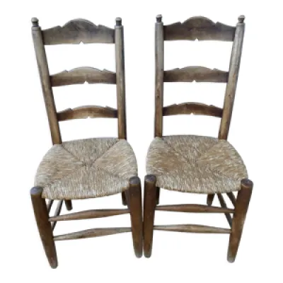 Duo chaises paillées - campagnardes