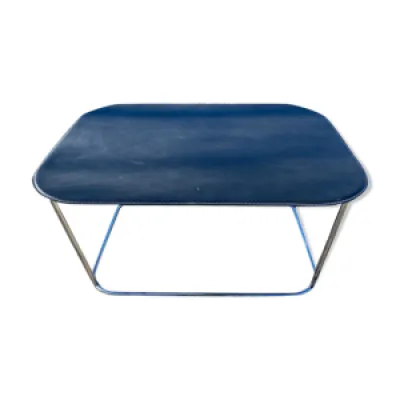 Table de salon design - cuir chrome