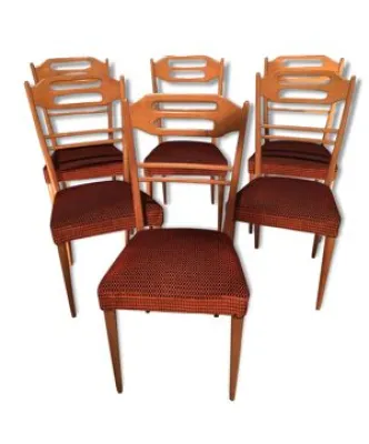 6 chaises italiennes - bois blond velours