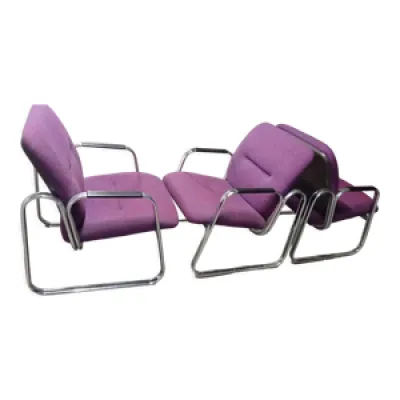 Trio fauteuils modernistes - tubulaires