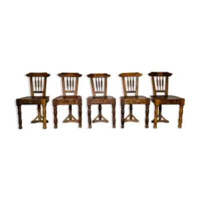 Ensemble de 5 chaises - artisanal