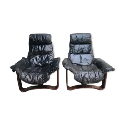 Paire de fauteuils cuir manta d'Ingmar