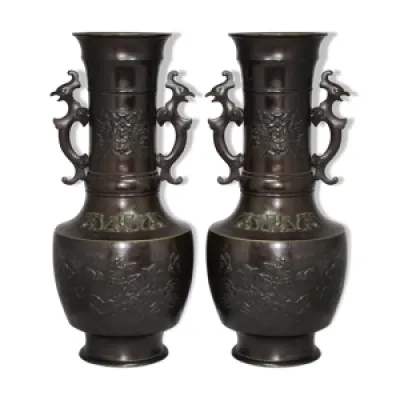 Paire de vases en bronze - japon
