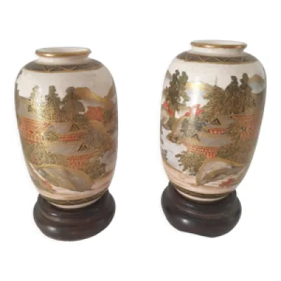 Paire de vases miniatures - japonais satsuma