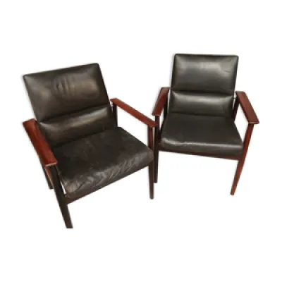 fauteuils danois cuir - palissandre