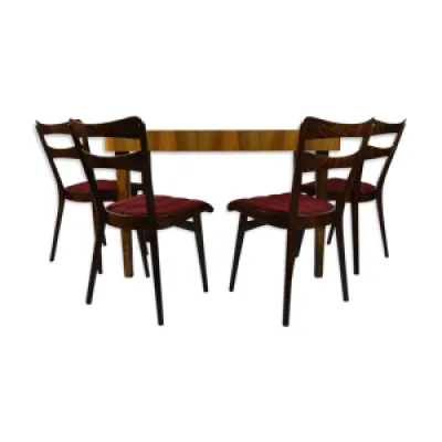 Table de salle à manger - teck chaises