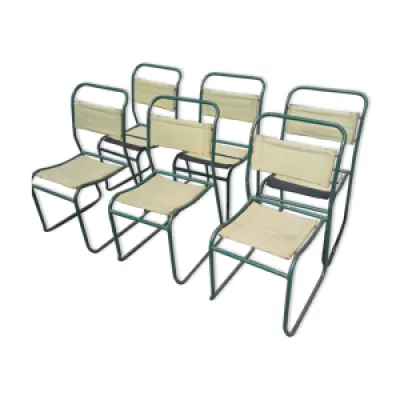 Serie de 6 chaises militaires - toile