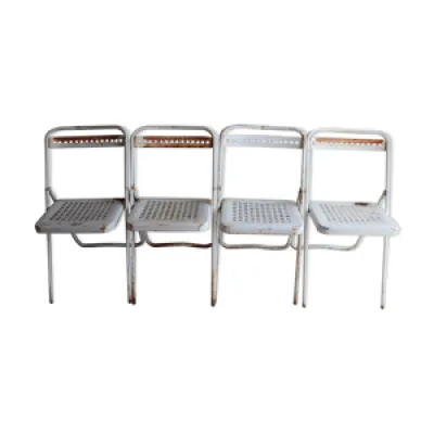 4 chaises pliantes métalliques
