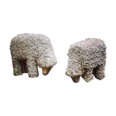 Moutons en tissus et - bois