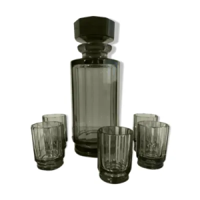 Carafe cristal noir et - service liqueur verres
