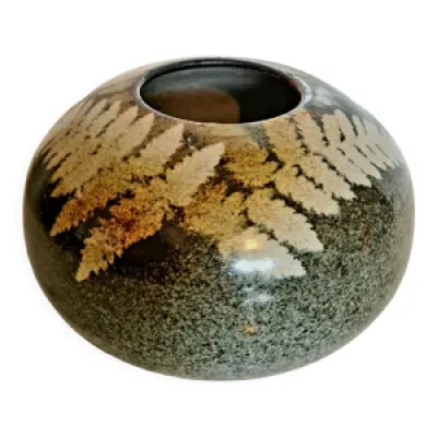 Vase vintage rond brun - gris main