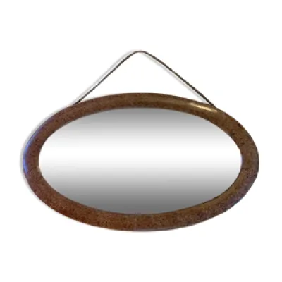 Miroir oval encadrement - marron