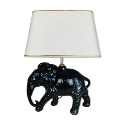Lampe éléphant céramique - noire