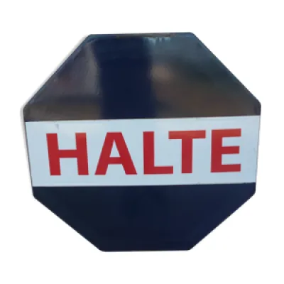 Plaque émaillé Halte - jean