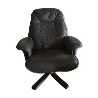 fauteuil pivotant inclinable - noir cuir