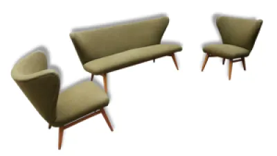 Set Canapé sofa et 2 - fauteuils sculptural