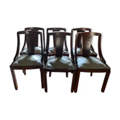 6 chaises de salle à - assise cuir blanc