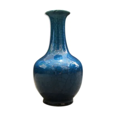 Vase craquelé bleu, - xxe
