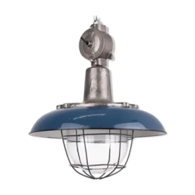 Lampe industrielle en - bleu 1950