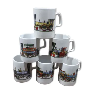 Lot de 6 mugs locomotives - anglaise