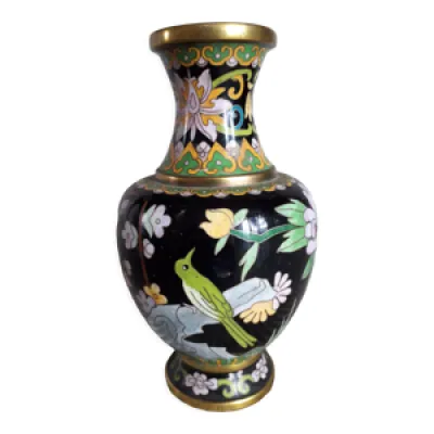 Vase vintage en émaux - floral