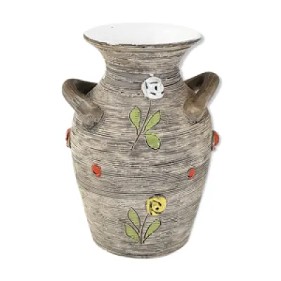 Vase vintage 1950 céramique - fleurs