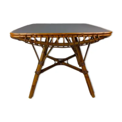 Table vintage bambou - rotin 1960