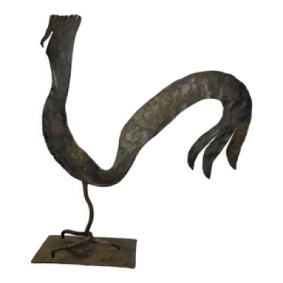 Sculpture coq métal - vers