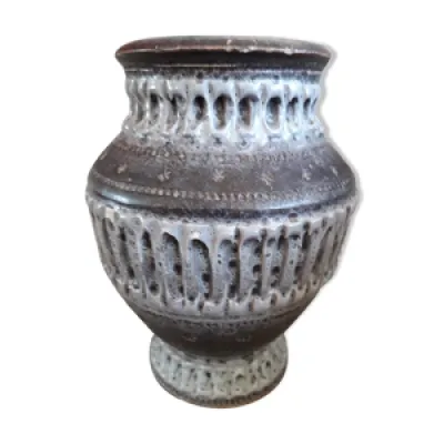 Vase vintage signé en - couleur gris