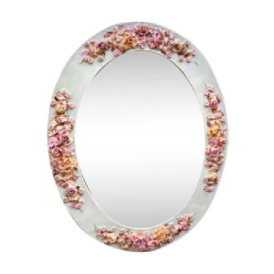 Miroir à encadrement - floral porcelaine