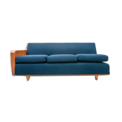 Canapé bleu moderne - bois milieu
