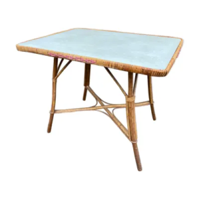 Table vintage bambou - rotin 1950