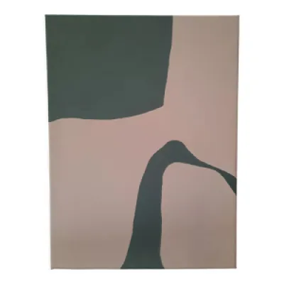 Tableau abstrait beige - gris vert
