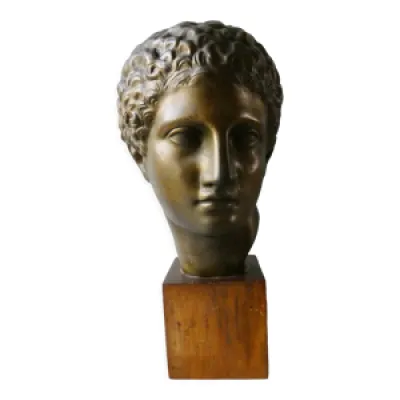 Buste tête d'Hermès - bronze patine