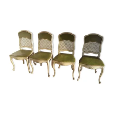Set de 4 chaises Louis - cuir vert