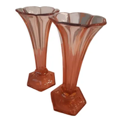 2 vases orangeArt Deco - saint lambert