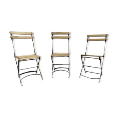 Série 3 chaises - jardin pliantes bois