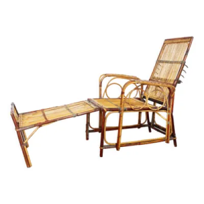 fauteuil lognue en rotin - bambou