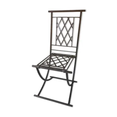 Chaise pliante ferronnerie - artisanale ancienne